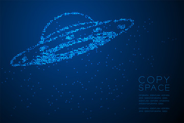 Abstract Geometric Circle dot pattern UFO alien spaceship shape, space exploration concept design blue color illustration isolated on blue gradient background with copy space, vector eps 10 © paitoonpati