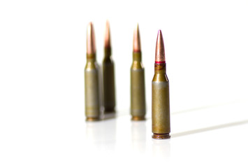Ammunition cartridges on white