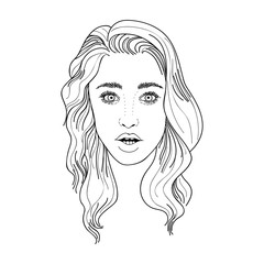 Illustration of young woman opened mouth and eyes surprised
