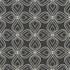 Seamless abstract floral pattern on dark grey background