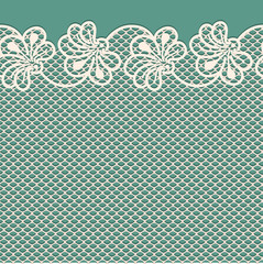 Flower lace border on blue background