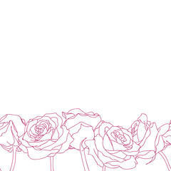 Seamless bottom border made of rose flowers