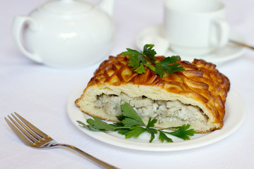 pie on table