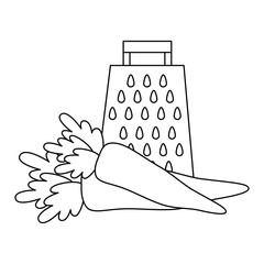 fresh carrot with grater vegetarian food vector illustration design