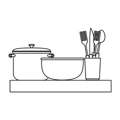 kitchen chelf with utensils vector illustration design