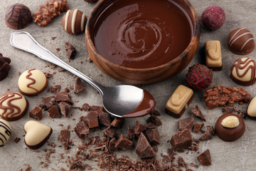 a lot of variety chocolate pralines, belgian confectionery gourmet chocolate