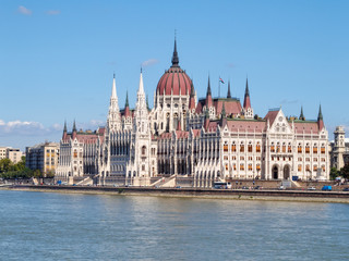 The Hungarian Parliament Building on the banks of the River Danube - Budapest, Hungary