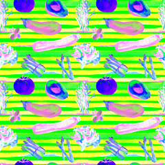 Vegetables Seamless Pattern. Repeatable Pattern with Healthy Food. 