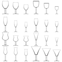 Various wine glasses collection with cups  - 206558331