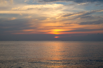 sunset sky with twilight on the beach Background.