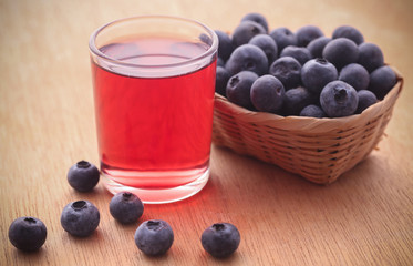 Group of fresh blueberries with juice