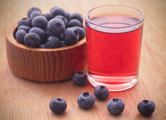 Group of fresh blueberries with juice