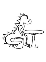 tisch essen hunger warten sitzend stuhl groß comic cartoon lustig clipart wyvern lindwurm mystisch fantasy Drache