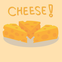 cheese vector icon with cheese! word