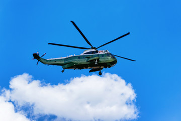 Fototapeta premium Helicopter was flying in sky in Washington
