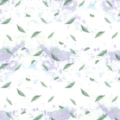 Seamless pattern with pansy leaves. Watercolor illustration