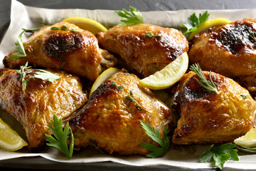 Roasted chicken thighs