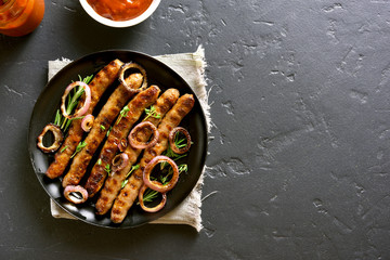 Roasted sausage, top view