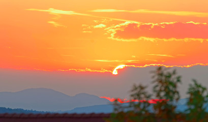 Beautiful sunset late in evening