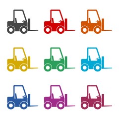 Forklift icon, Forklift truck, color icons set