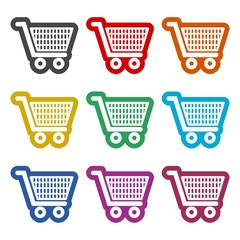 Shopping icon, Shopping cart icon, color icons set