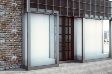 Modern storefront with blank banner