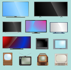 TV screen lcd monitor template vector illustration. Electronic device tv-screen infographic. Technology digital device television and computers LED screen, size diagonal display screen monitor