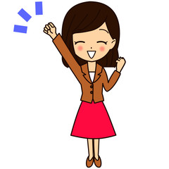 拳をあげる女性