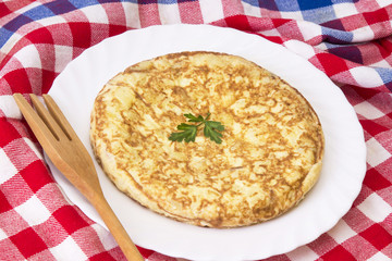 potato and onion omelette, traditional spanish food