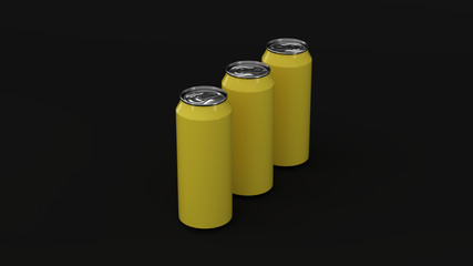 Raw of yellow soda cans