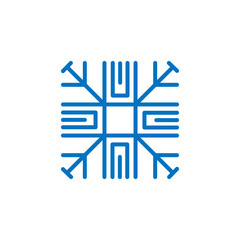 square snowflake. Flat icon. Vector