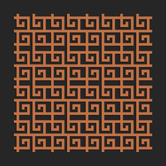 Laser cutting seamless tile. Greek meander panel. Jigsaw die cut ornament. Lacy cutout silhouette stencil. Fretwork maze pattern. Vector template for paper cutting, metal and woodcut.