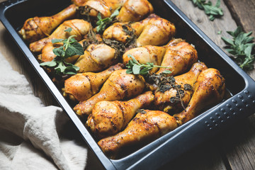 Baked chicken legs with herbs