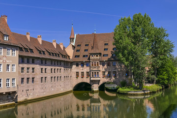 Heilig-Geist-Spital, Pegnitz River, Nuremberg, Middle Franconia, Franconia, Bavaria, Germany, Europe