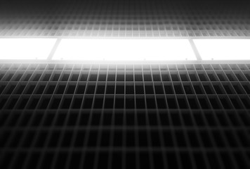 Symmetric window slot with dramtic light backdrop