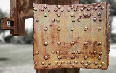 Part of the old metal structure, covered with rust