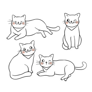 Character outline of cat Draw doodle style