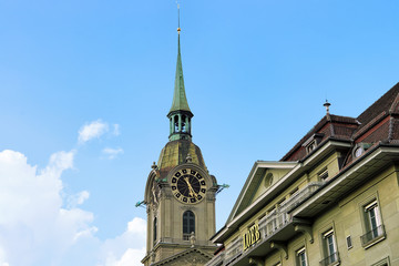 Fototapeta na wymiar Steeple of the Holy Spirit Church in Bern