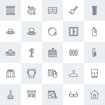 Modern Simple Set of clothes, buildings, housekeeping Vector outline Icons. Contains such Icons as  clothes,  justice,  style, casual,  art and more on white background. Fully Editable. Pixel Perfect.