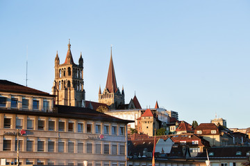 Fototapeta premium Lausanne Cathedral of Notre Dame summer