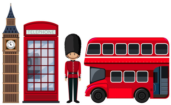 An British Travel Element on White Background