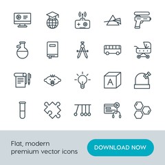 Modern Simple Set of science, education, kids and toys Vector outline Icons. Contains such Icons as  piece, science,  motion,  happy,  baby and more on white background. Fully Editable. Pixel Perfect.