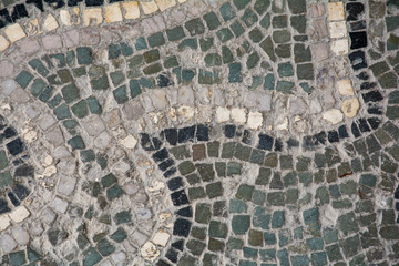 Ancient, old mosaic. decorative art. Abstract texture and background for design, templates, cards, ornaments.