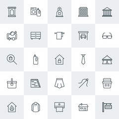 Modern Simple Set of clothes, buildings, housekeeping Vector outline Icons. Contains such Icons as  sweater,  christmas,  box,  faith,  god and more on white background. Fully Editable. Pixel Perfect.