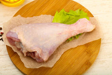 Raw turkey leg