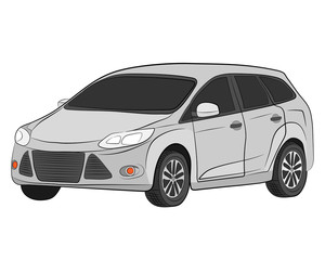 city car vector drawing illustration