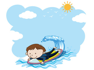 A Surfer Paddle Out in the Sea