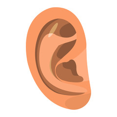Woman Ear. Face Body Icon. Vector Illustration Label