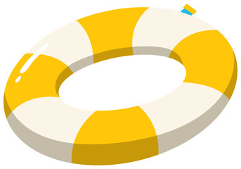 A Swimming Ring Yellow on White Background - obrazy, fototapety, plakaty