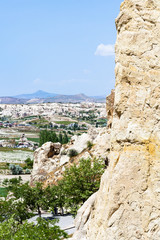 view of valley near Goreme town in Cappadocia